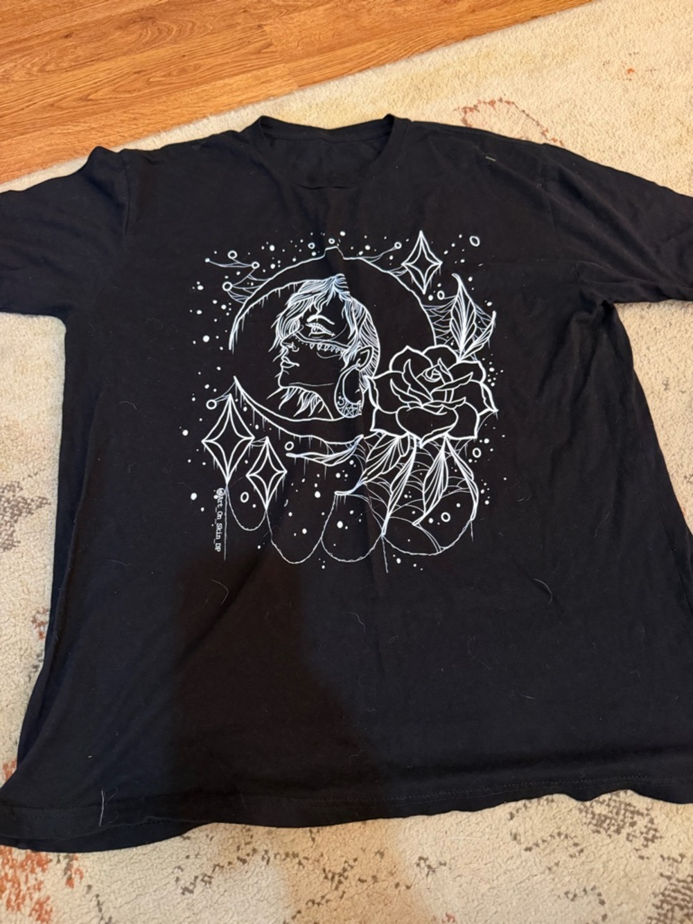 Black Moon & Rose Graphic Short-Sleeve Tee